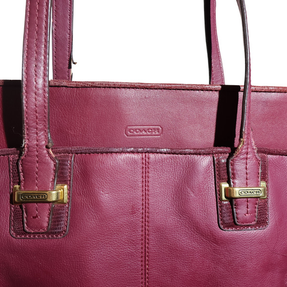 VTG Coach Taylor Leather Carry All Satchel Burgundy Gold No. 13820--F23905 EUC - Picture 5 of 12